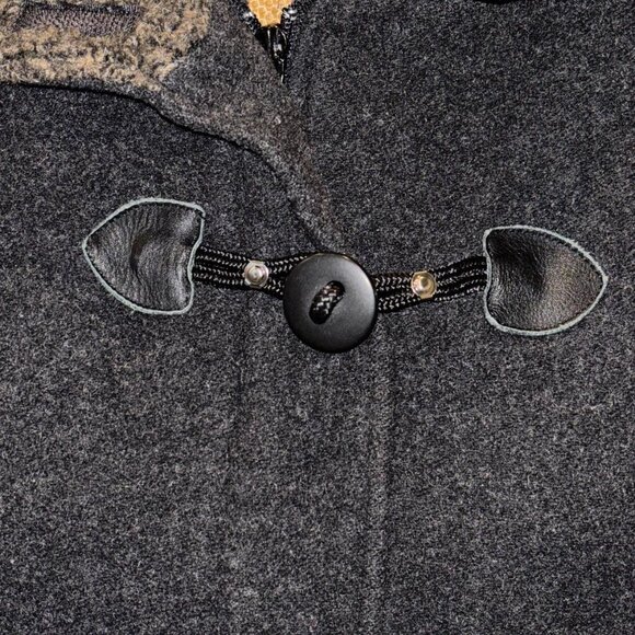 Women's Small wool-blend hooded charcoal gray peacoat w/ toggle buttons - Picture 8 of 11